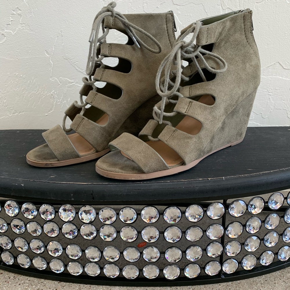 Lace up wedge heels